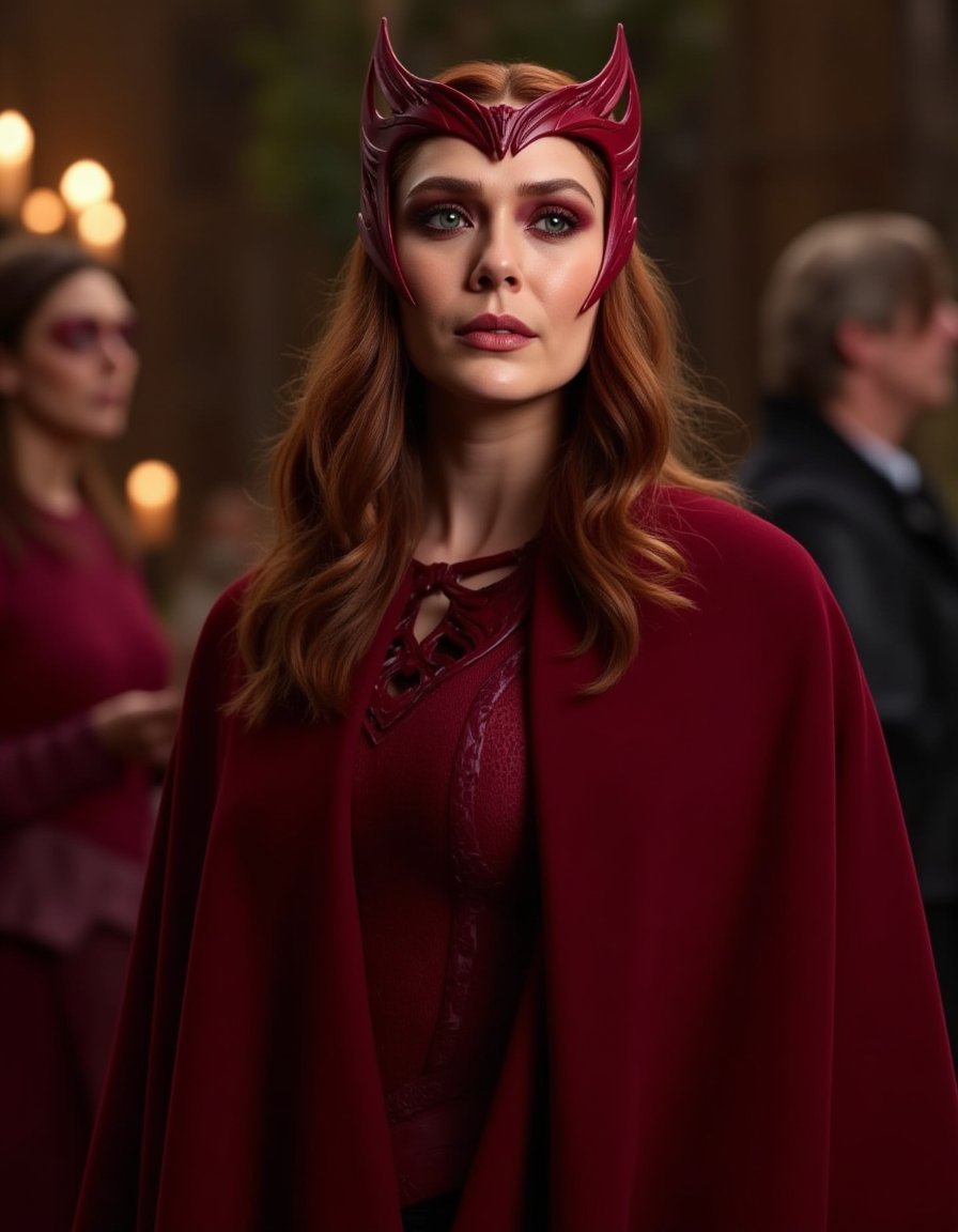 <lora:Elizabeth_Olsen_FLux:1> Realistic photo of elizabetholsen dressed as the scarlet witch