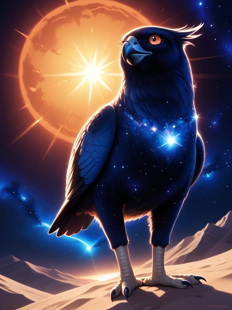 Solo, real, realistic, full body,feral, Pheonix, bird, blazing sun, ultra detailed, cosmic,