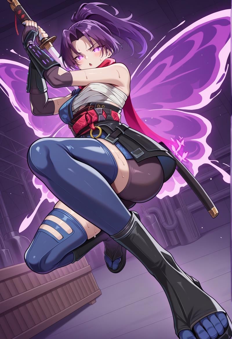 1girl,  high ponytail,  purple hair by Ttan on Tensor.Art