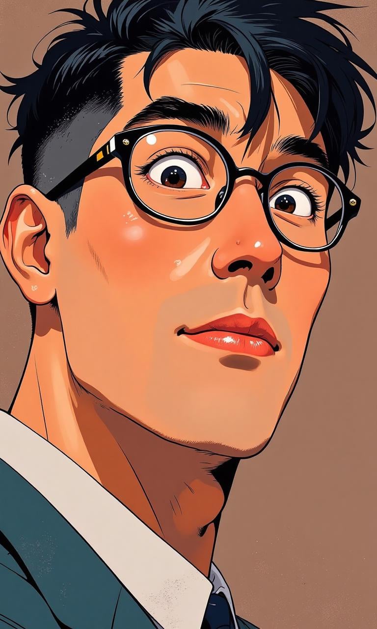 Close-up portrait of a 30-year-old Asian man,  illustration style by MacrossManiac on Tensor.Art