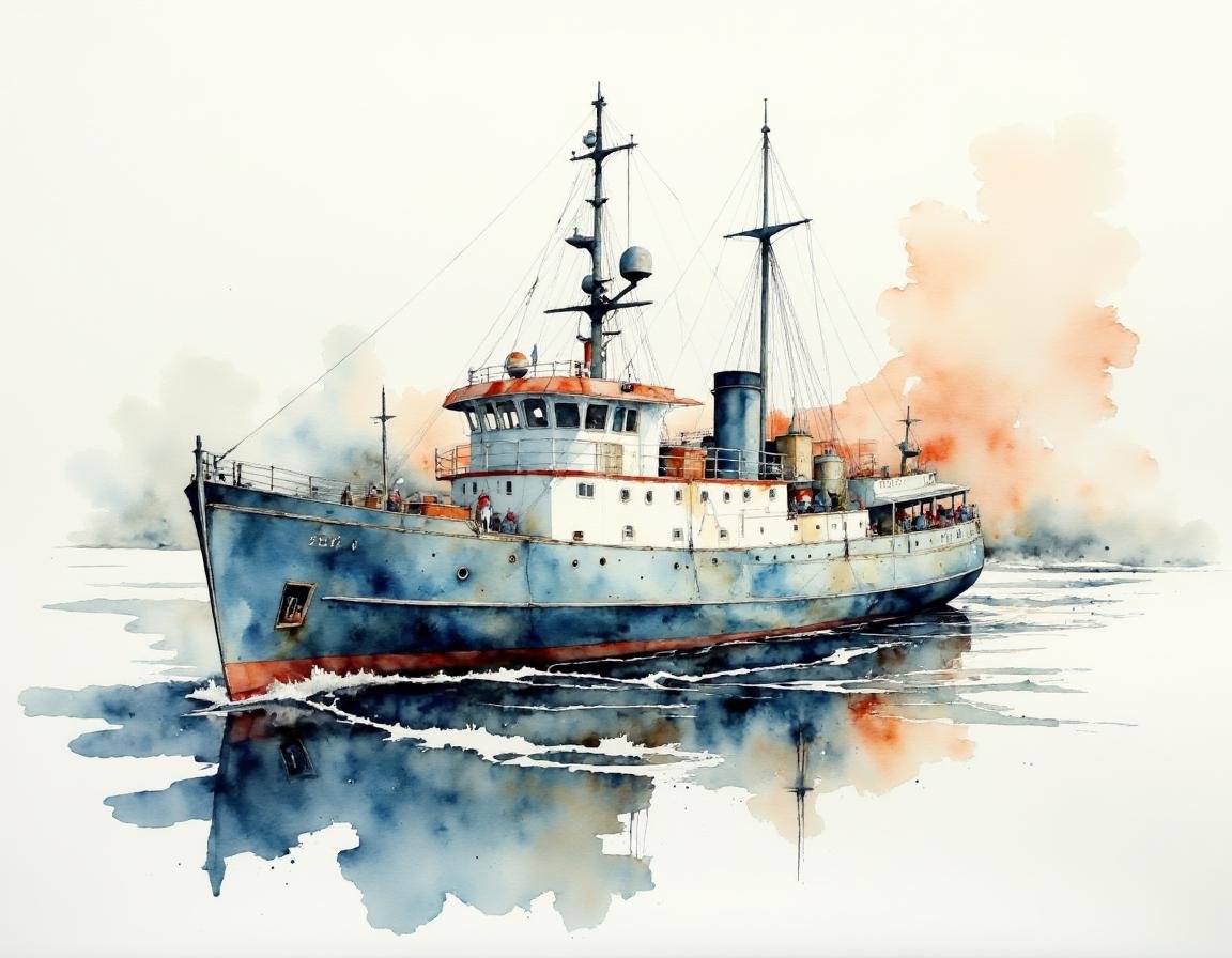 a watercolor painting of a beautiful boat. Paul Lovering style by Adel_AI on Tensor.Art