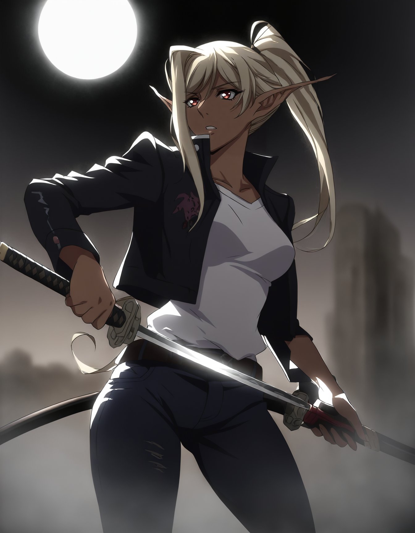 chl0e,  black jacket,  white shirt by asta on Tensor.Art