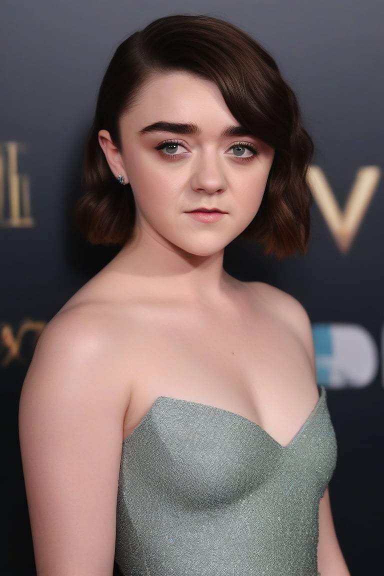 Create a realistic full body photo of beautiful Maisie Williams, detailed face, perfectly detailed eyes, detailed make-up, dim light, blurry foreground, blurry background <lora:Maisie Williams-000009:0.8>