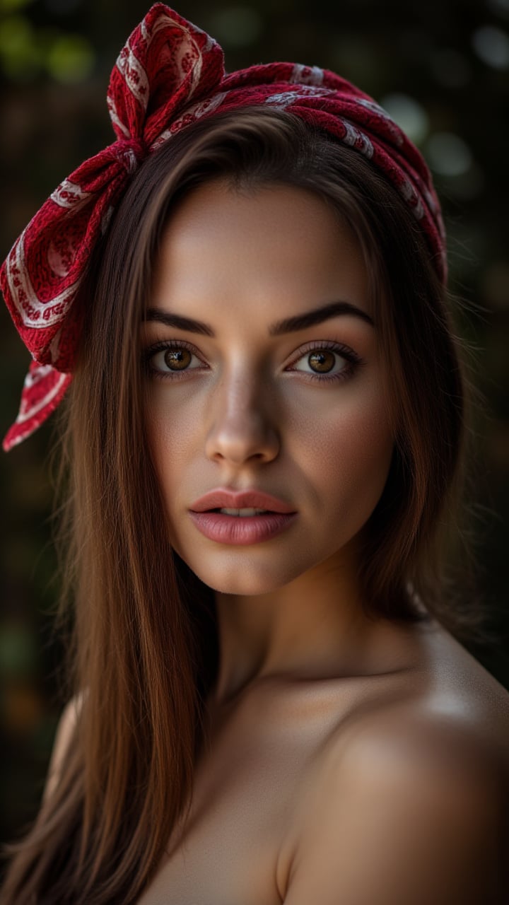 photograph, (Girl:1.2) , Soft, face is a combination of Liza Minnelli and Jennette McCurdy, Liza Minnelli is wearing a Crystal Cubism fashion style Buba, she has a flawless Bandanna, Horror, Long exposure, Nikon d850, Depth of field 270mm, feminine, aidmaRealisticPeoplePhotograph, midjourneyv6.1