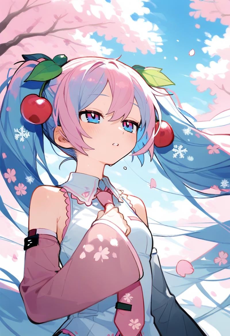 1girl,  hatsune miku,  sakura miku by silvermoong on Tensor.Art