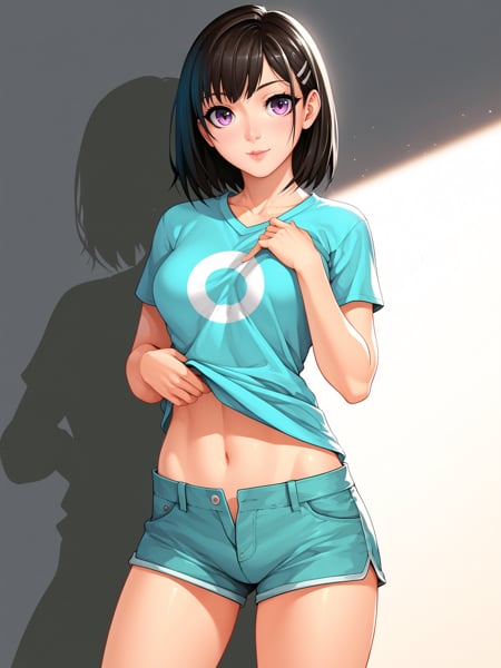 (score 9 up, score 8 up, highest score, highest quality), uncensored,  <lora:In_The_Sky_Nakano_Sora_Assorted_Doujin_Artstyle_Blend_PonyXL:1> 1girl, shirt, shorts, standing, looking at viewer,