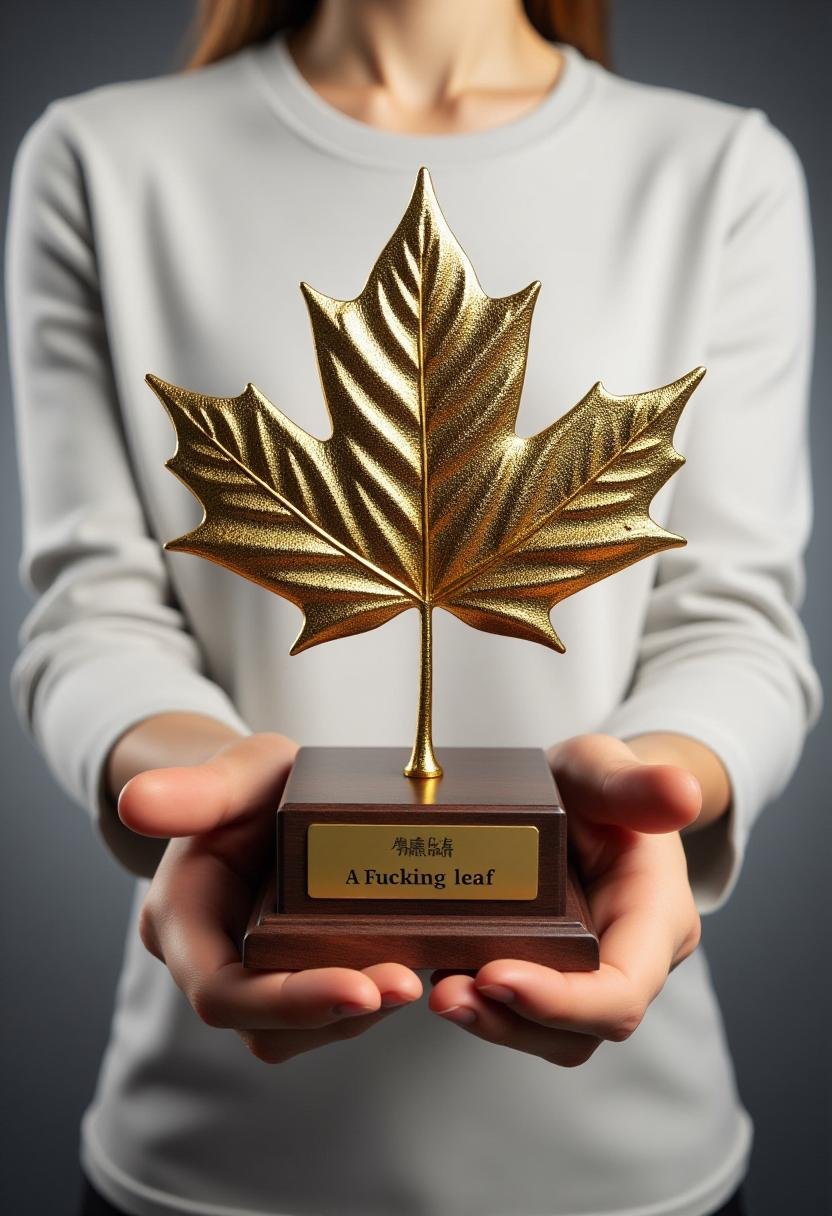 This photograph features a person holding a prestigious award. The individual,  dressed in a white,  long-sleeved shirt by...