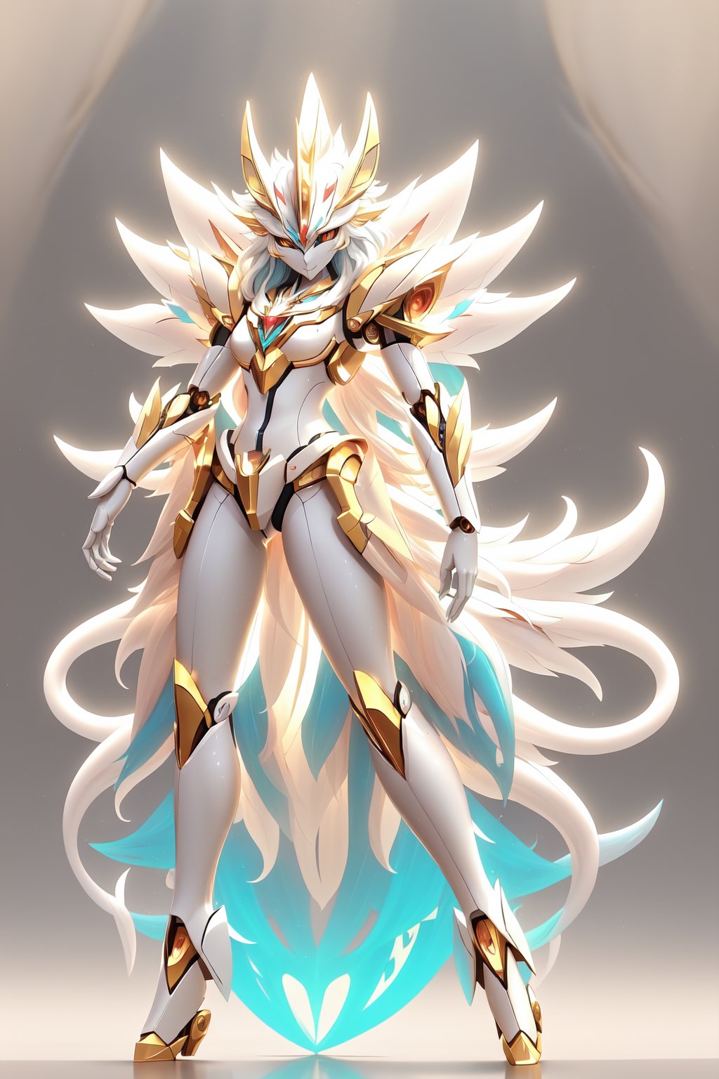 (No background:1.3), (White background:1.3), (solo:1.3), (full body:1.3), (blue mantellic tattoos),(solgaleo:1.2),helmet, scifi, futuristic, lots of small parts, (mecha, robot:1.2), (ultra detailed:1.5), anime style,(lion with long ears and an ultra-fluffy mane and scruff), neon, glowing and luminescent, long hair,radiant iridescent fire energy,Spirit Fox Pendant, wrenchsmechs, gold mecha,<lora:solgaleo:0.4><lora:samo eggshell:0.6><lora:wrenchsmechs:0.6><lora:Spirit Fox Pendant_20230807024622:0.5>