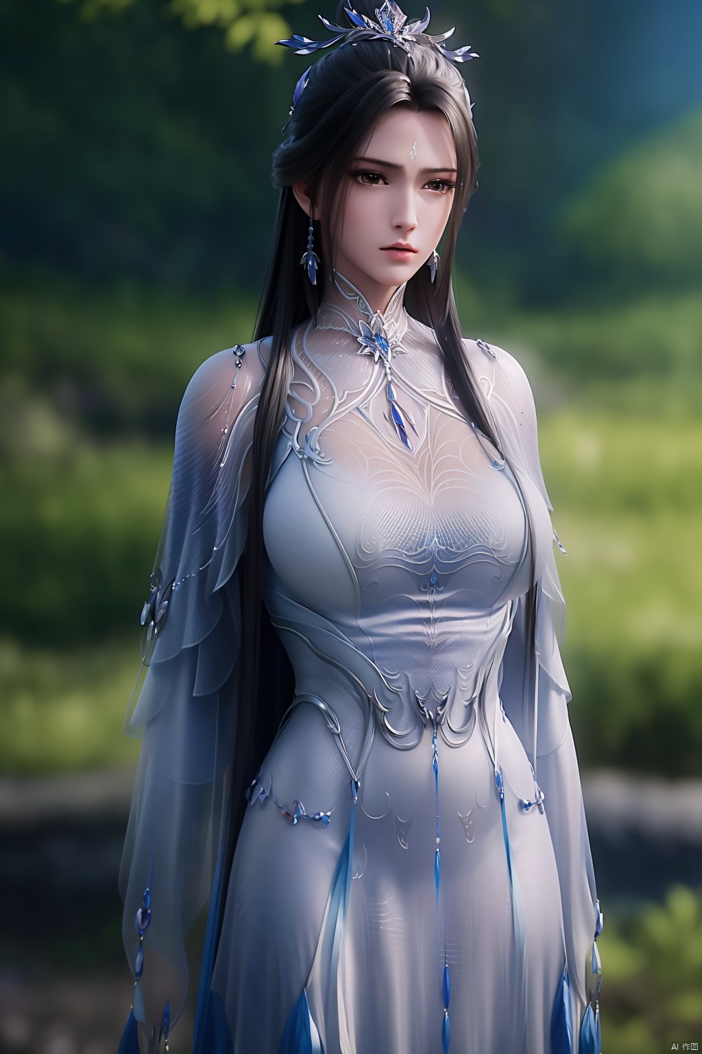  (8k, RAW photo, best quality, masterpiece:1.2), (realistic, photorealistic:1.3), ultra-detailed, extremely detailed cg 8k wallpaper, (crystalstexture skin:1.2), extremely delicate and beautiful,1girl,long hair,hair ornament,jewelry, breasts, looking at viewer,chinese clothes,dress,