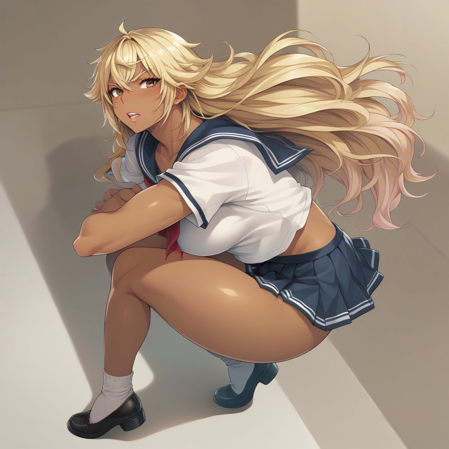 



,,,,score_9, score_8_up, score_7_up, ,,dark-skinned female, gyaru, blonde hair, long hair, brown eyes, sailor uniform,punch,,Clothes,full body,
