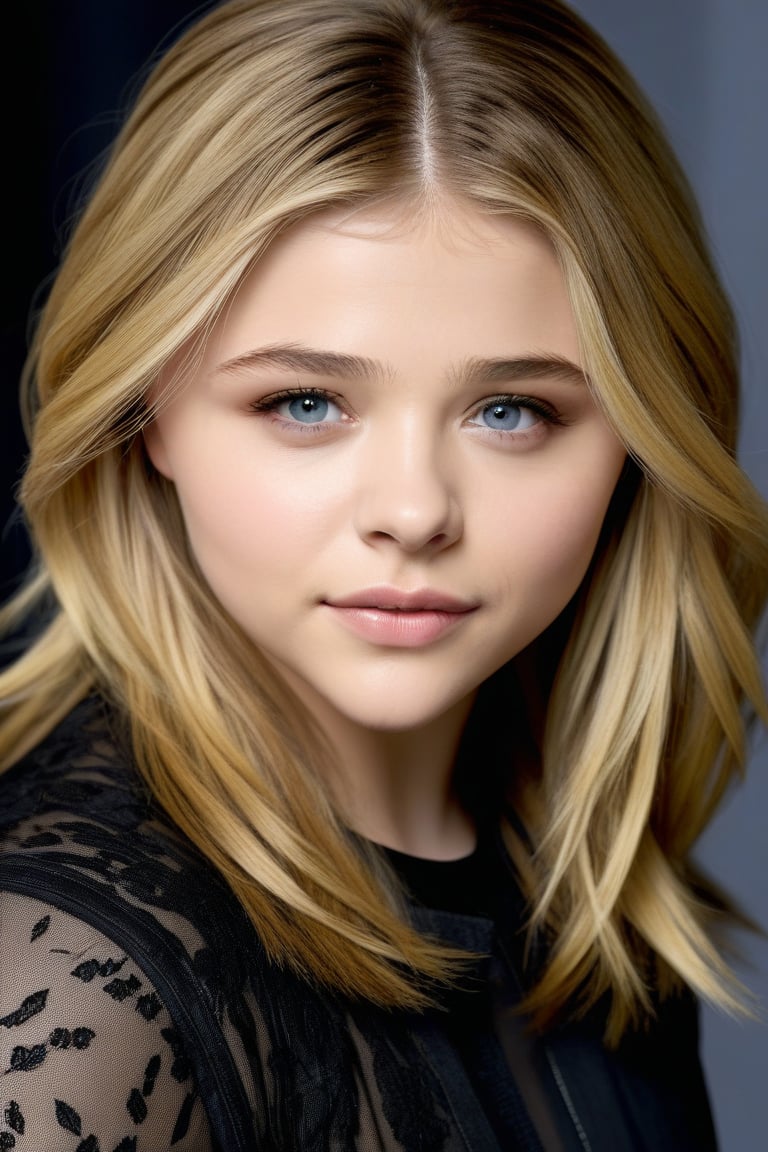 1girl, solo, Chloë Grace Moretz, detailed face, detailed eyes, upper body