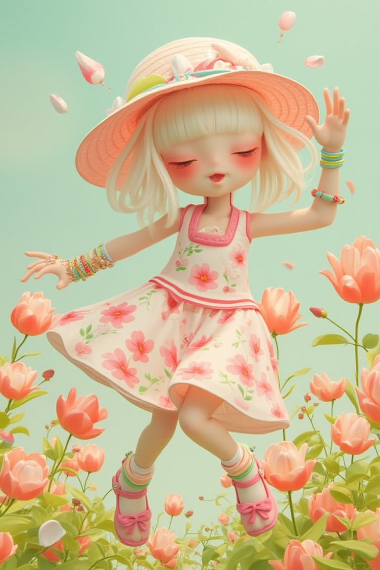 In a garden full of blooming flowers, kyute_doll danced with joy in a floral sundress and a matching sun hat decorated with ribbons. Her colorful beaded bracelets jingled with every twirl, adding to her cheerful charm.