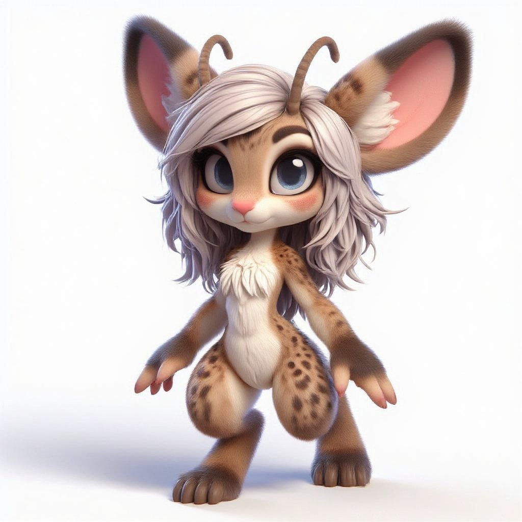 anthro highpoly highres base 3d model character, cute semi-chibi bipedal anthro generalised insectoid form, feminine, white background, general texture mammal, kidsafe furry skin, furry