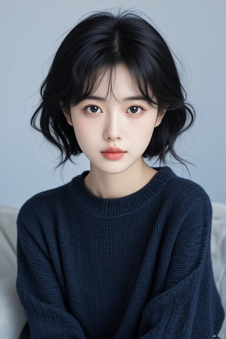 (1girl),beautiful face,(realistic face),(black hair, short hair:1.3),beautiful hairstyle,realistic eyes,beautiful detailed eyes,(realistic skin),beautiful skin,(navy blue sweater),
haotu