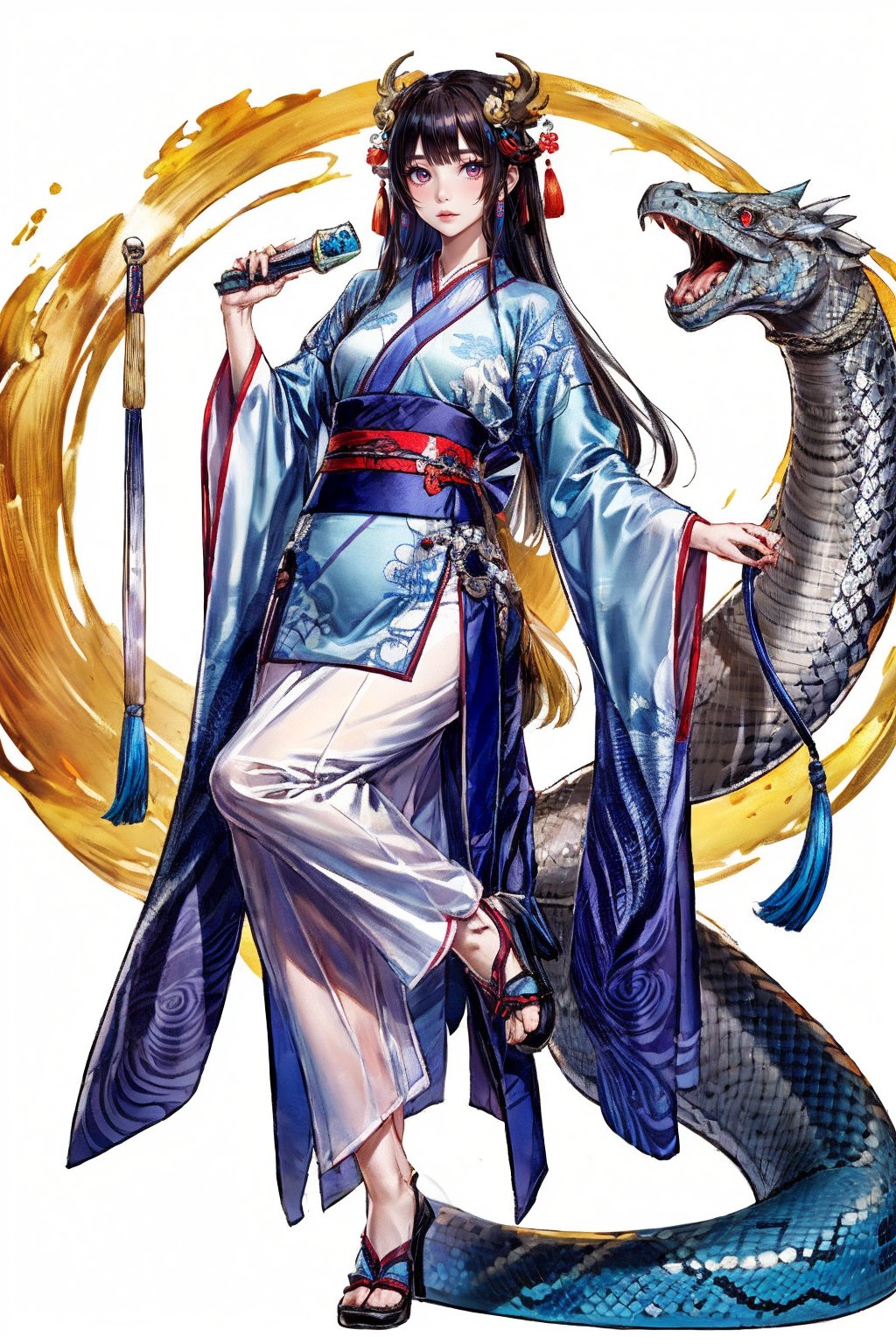 beauty,1snake tail,snake scale,1snake monster,Chinese Hanfu,1snake body,1snake girl,hanfu,wenanime