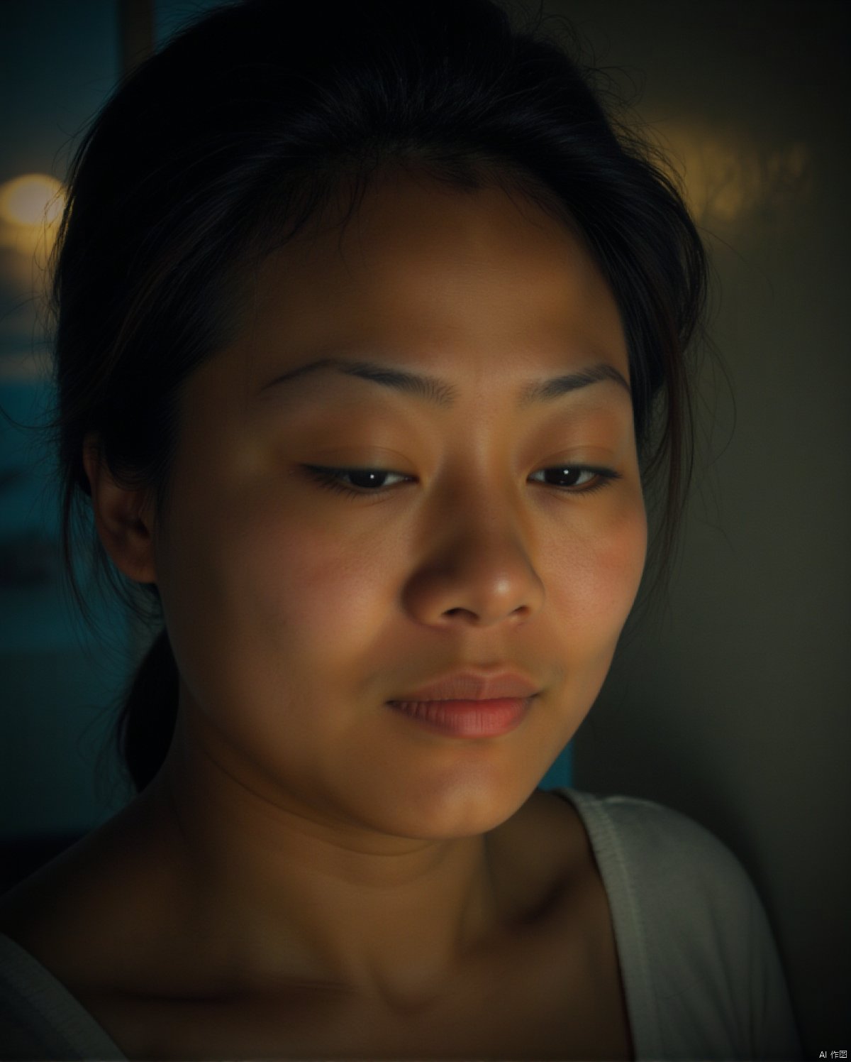 A mysterious cinematic masterpiece: a stunning 4K RAW photo of a single girl with exquisitely detailed skin, set against a bright yet harmoniously composed scene. The Fujifilm XT3 captures the subject's finely detailed face with natural, realistic skin texture and subtle film grain (1.2). Vivid illumination and masterful technique evoke an immersive atmosphere, with contrast that adds to the mystery. A unity 8K wallpaper-worthy image that showcases the best quality and ultra-detailed visuals.
