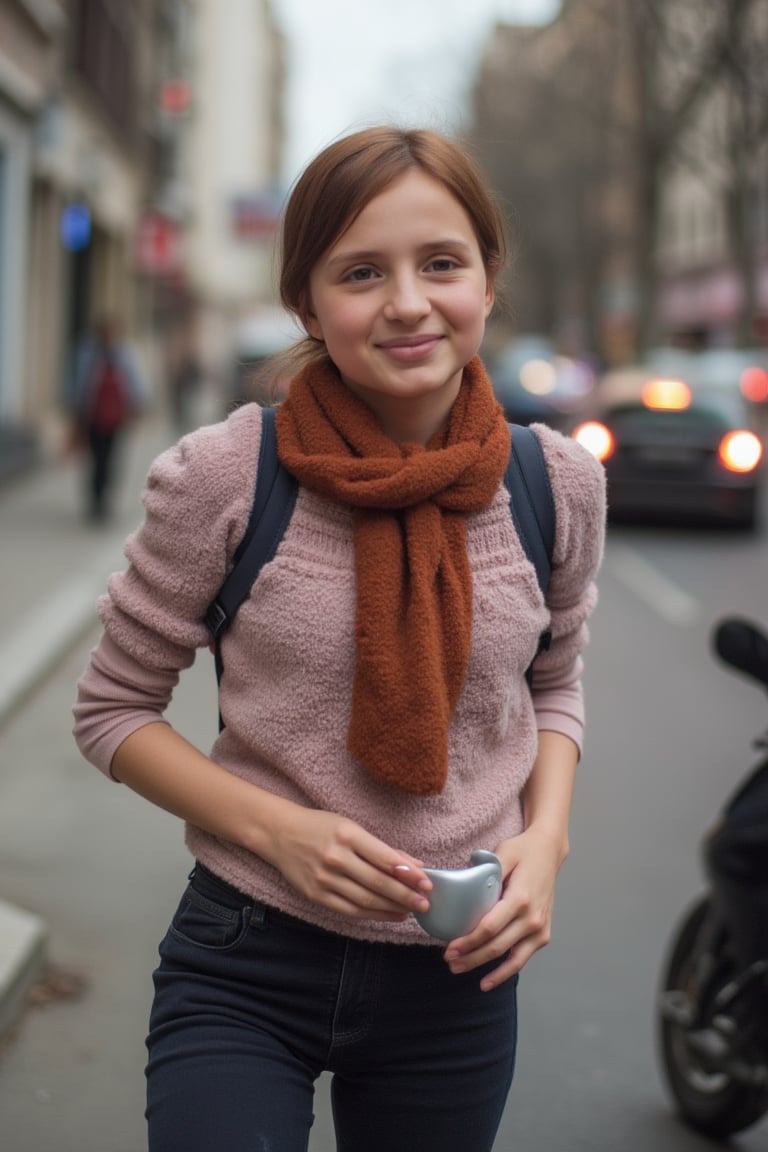 Candid scene of a young woman, busy in everyday life and does not seem to notice the camera.