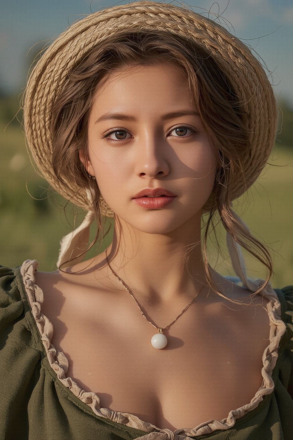 A shepherdess, in the style of the Renaissance, exuding elegance beauty. (masterpiece, top quality, best quality, official art, beautiful and aesthetic:1.2), (1girl:1.4), portrait, extreme detailed, highest detailed, simple background, 16k, high resolution, perfect dynamic composition, bokeh, (sharp focus:1.2), super wide angle, high angle, high color contrast, medium shot, depth of field, blurry background,impressionist painting,(mcot:1.5)