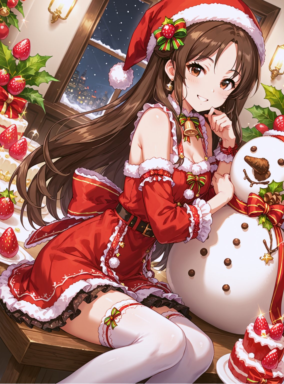 score_9, score_8_up, score_7_up, source_anime, (perfect anatomy:1.4), beautiful skin,
,//characters, 
1girl, solo, tachibana arisu, tachibanaarisu1, long hair, brown hair, brown eyes, thighhighs, santa hat, bow, ribbon, white thighhighs, 
,//situation
bell, fruit, merry christmas, cake, strawberry, oversized object, snowman,
,//Pose
sitting, soft smile, (profile:0.2), from side, face focus, dutch angle 
,/LoRA, beautiful_female_fingers, (5 fingers), (anatomicaly correct hands, perfect hand), (beautiful hands), perfect anatomy,