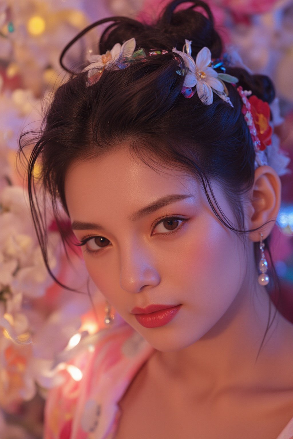 (one cute Extremely beautiful girl:1.2), (best quality, masterpiece:1.3), 8k, RAW, dalcefo, high resolution illustration, coloful, intricate details,cinematic light,