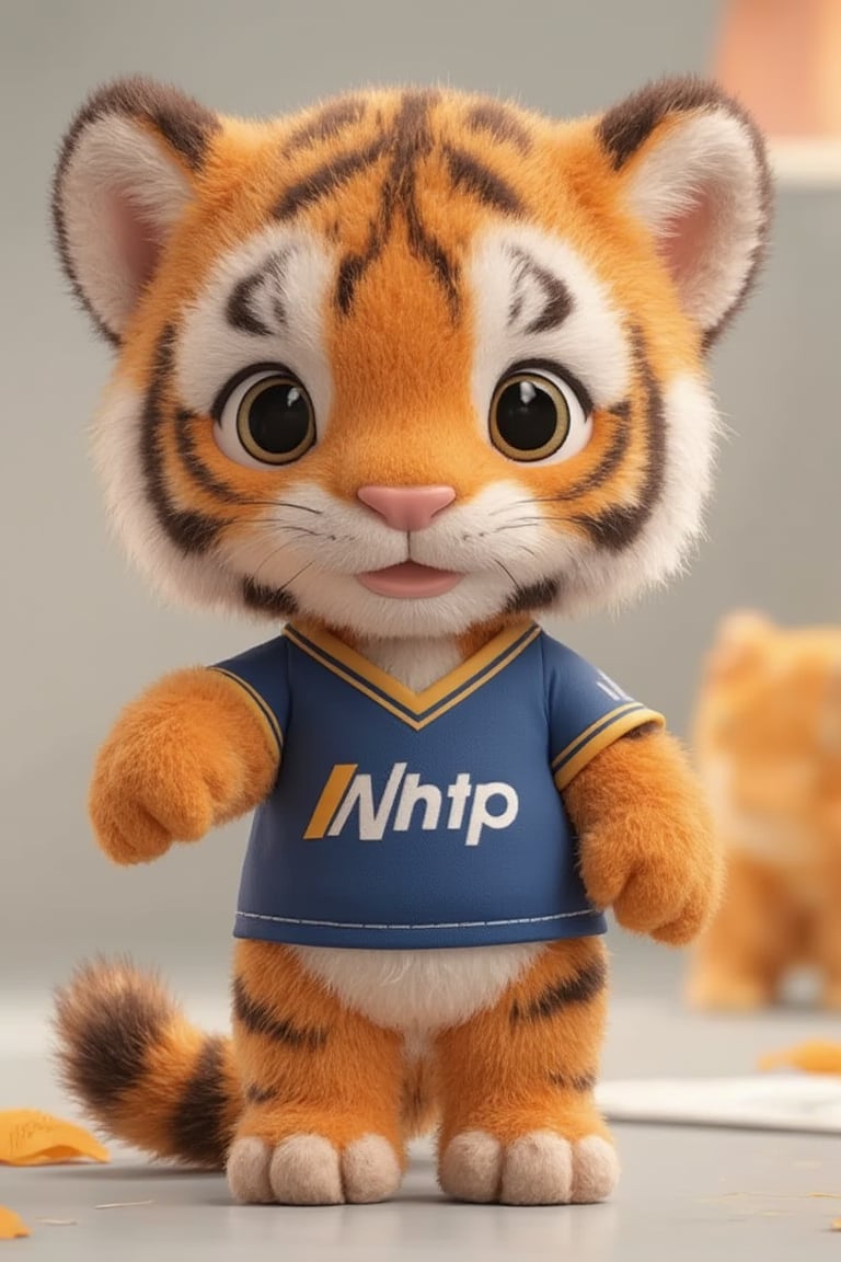 masterpiece,best quality,8K,3D,official art,ultra high res,Cute,tiger,Furry and fluffy,Wearing jerseys,simple background,