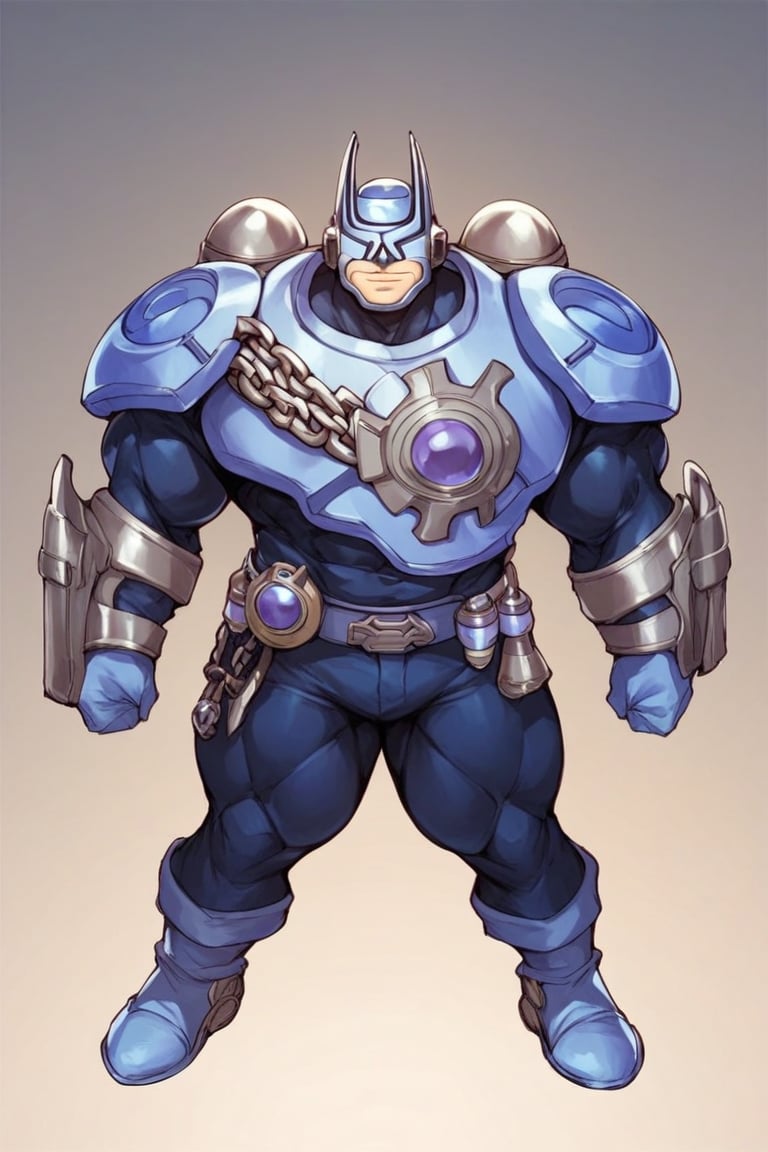 score_9, score_8_up, score_7_up, s anime origin, Bubbleman, Fat, armor, full body, Male focus, Standing facing viewer,front view