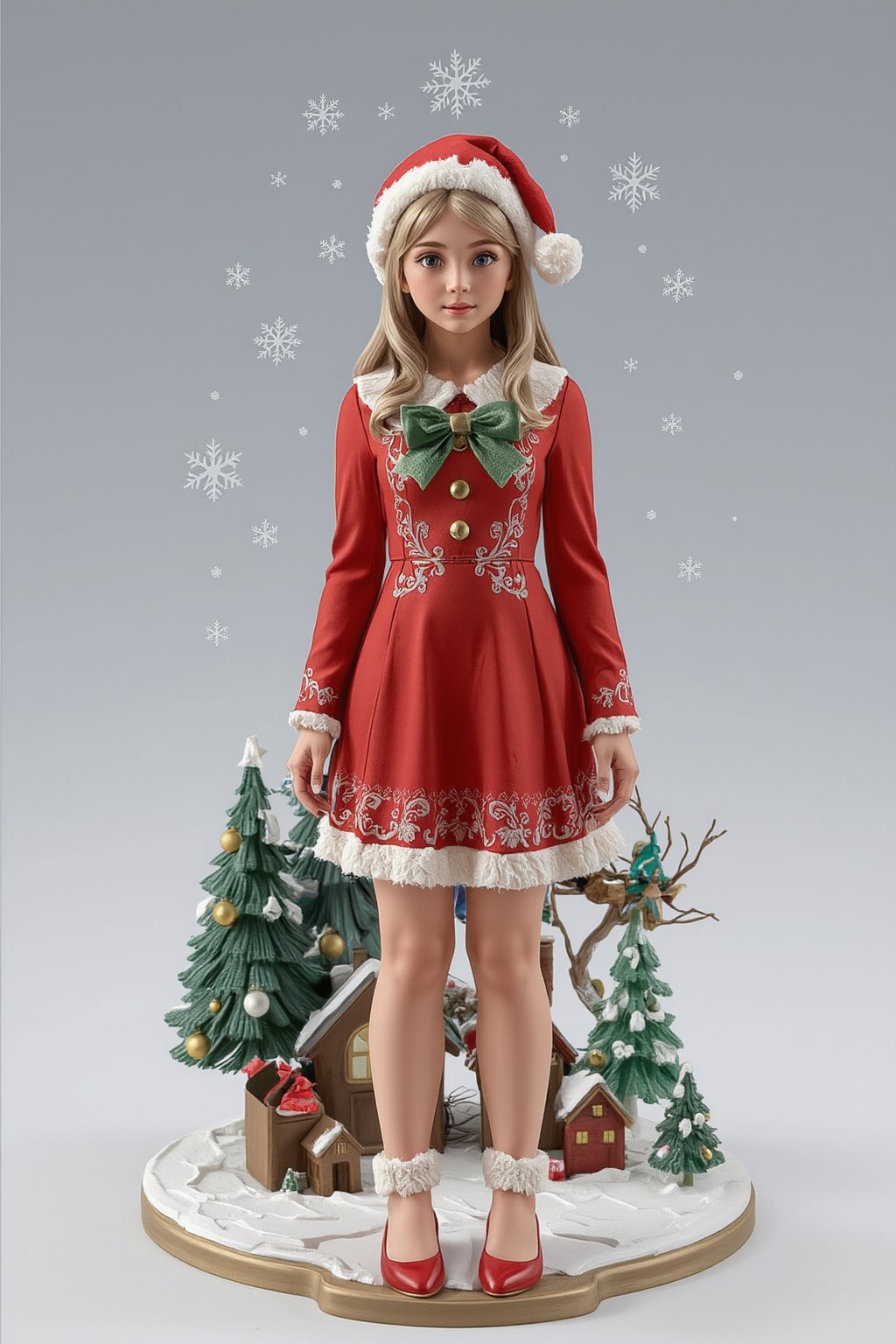 FuturEvoLabFigure, 
A young girl in Christmas clothes, Christmas tree, 