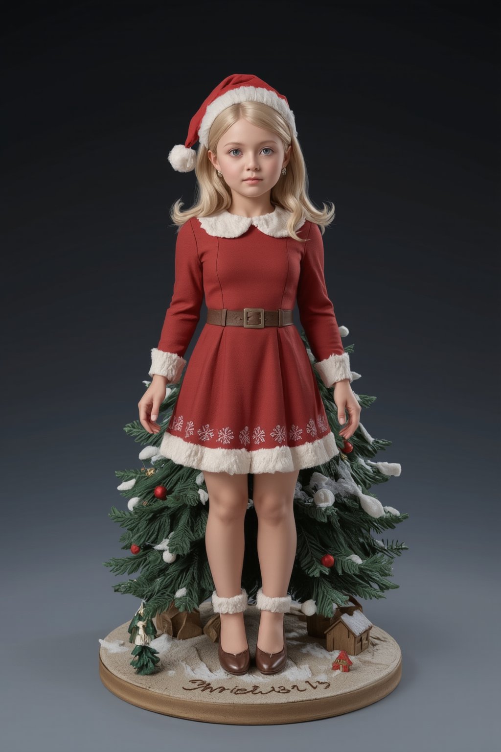 FuturEvoLabFigure, 
A young girl in Christmas clothes, Christmas tree, 