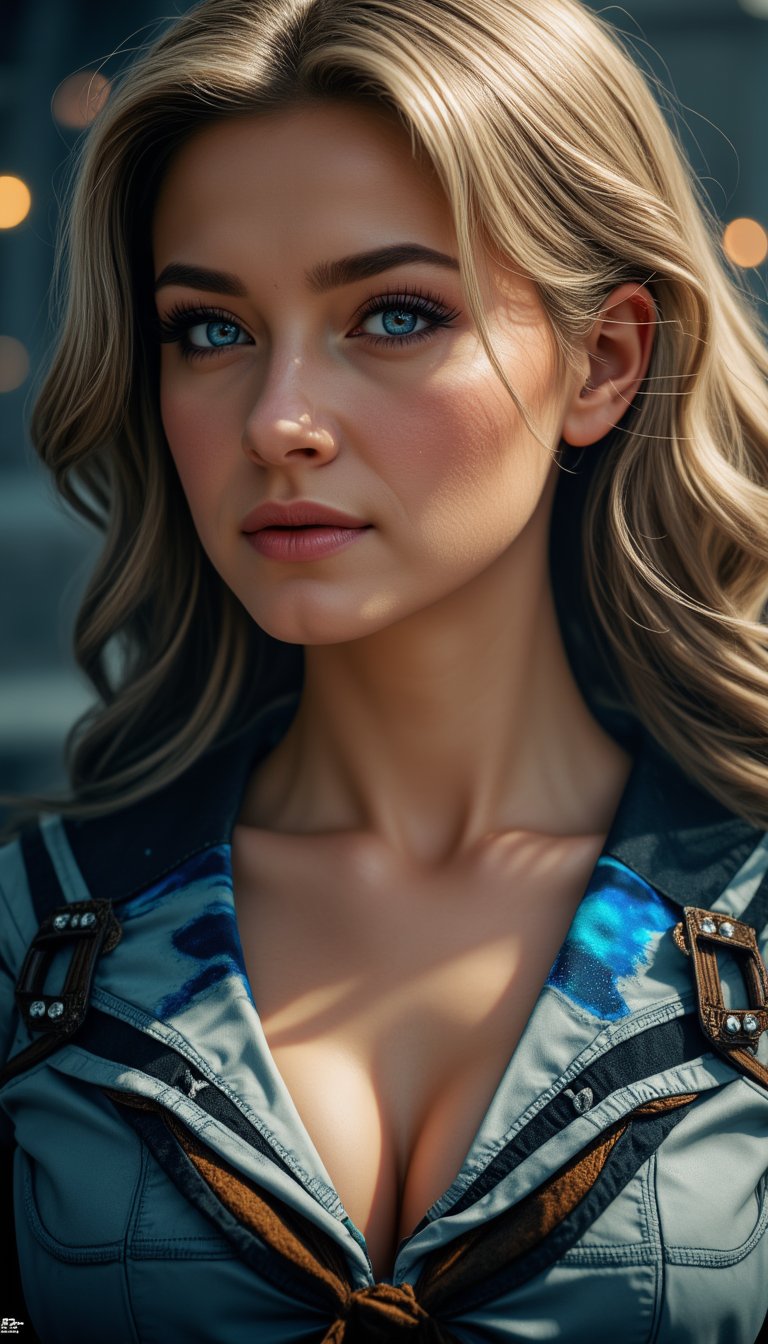 (masterpiece, realistic, best quality, ultra detailed), intricate, professional photography, HDR, High Dynamic Range, (8k UHD), RAW photo, dslr, perfect lighting, professional lighting, cinematic lighting, cinematic shadows, iridescent lighting, a womanl, Blonde Girl, Fashion Top Model, sailor dress cosplay, outfit, Face Details:1.8,