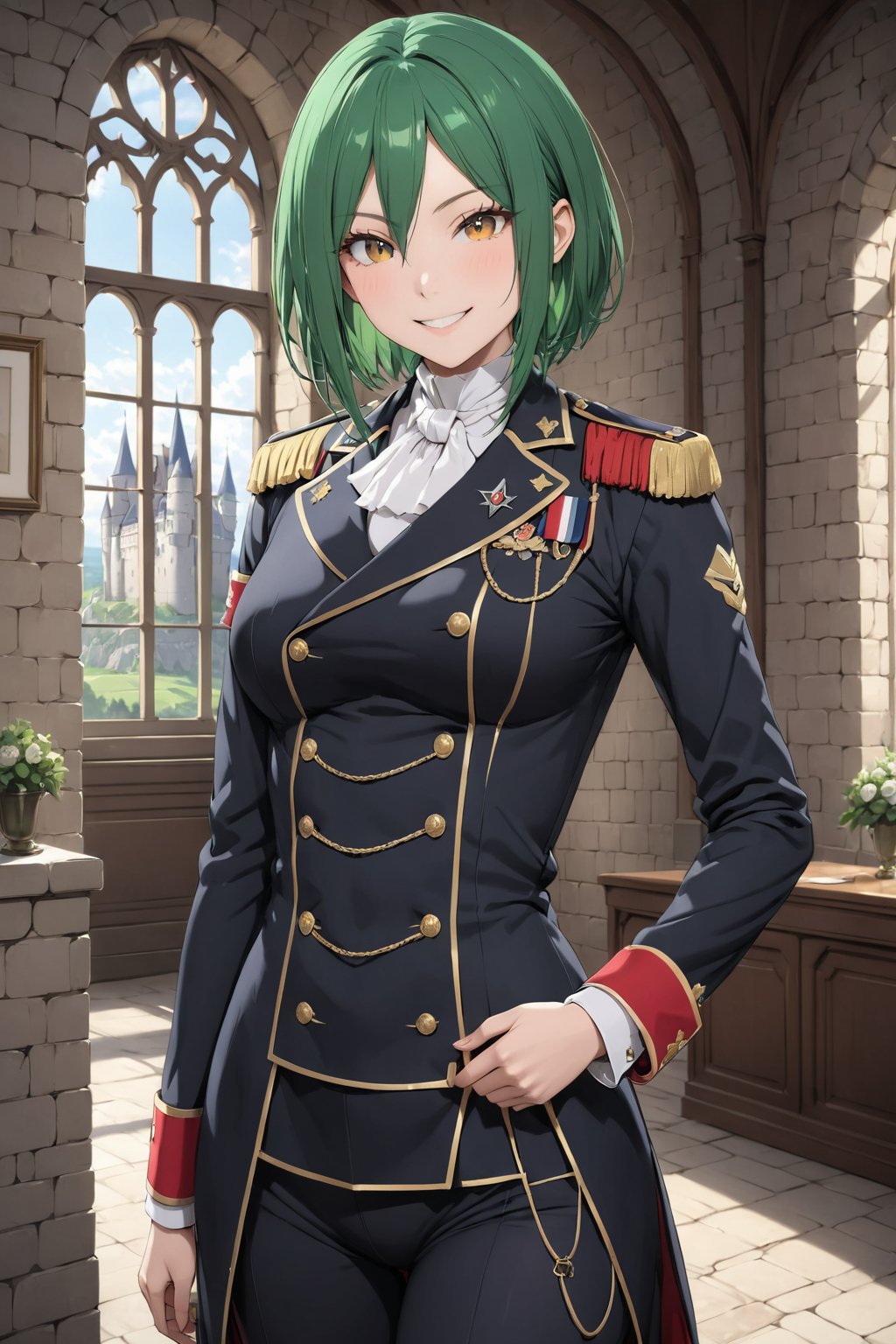 In the castle ,  Smile ,  ( masterpiece by user_669393743098450127 on Tensor.Art