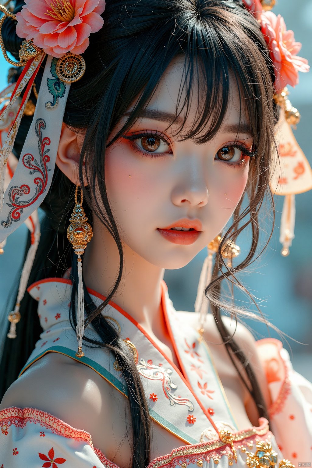 juzijiangshi,Real, 完美手指,realistic,  1girl, solo, flower, 