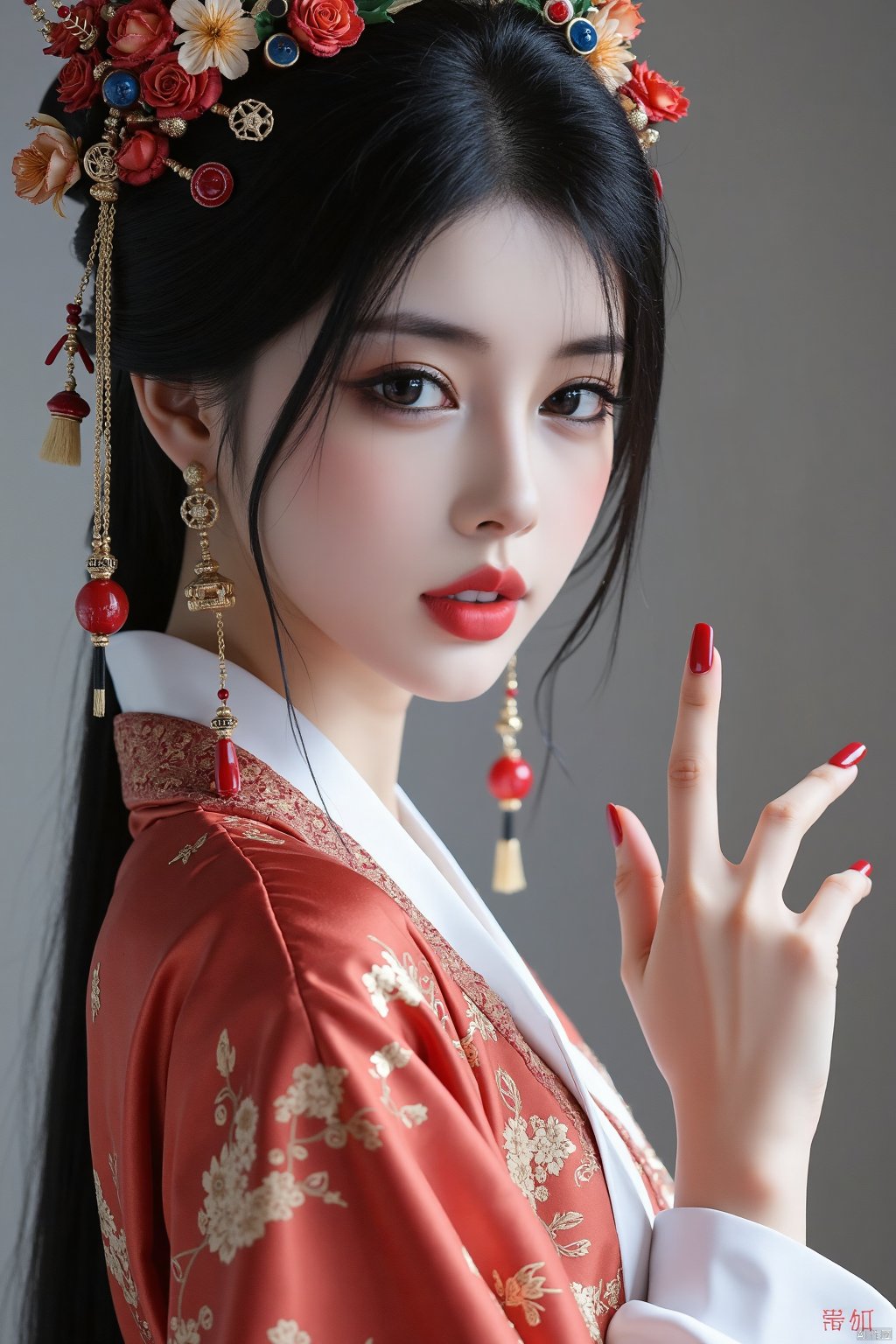 juzijiangshi,Real, perfect fingers, realistic, 1girl, solo, (full body photos:1.5), long legs,hanfu,gl03