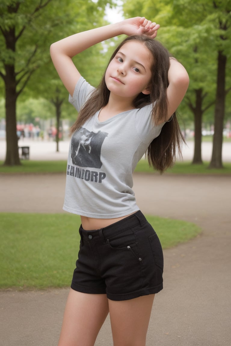 1girl, 12year old, on park, pose,