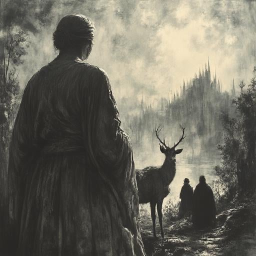 white hair,  facing away,  reflection by Ethanar on Tensor.Art