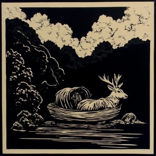border,  deer,  watercraft by Ethanar on Tensor.Art