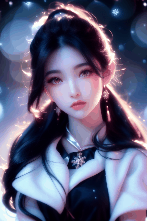Ultra fine painting. A beautiful girl with a thin face,  black eyes,  black and white gradient long hair by 新月照澄湾 on Tenso...
