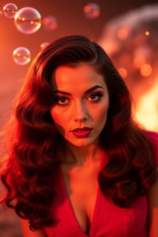 Niagra Falls background setting backdrop((Introduce quality iteratively))((unambiguous unequivocal sampling))((award winning Jeanne Crain bubbles Peter Stackpole, long full wavy shiny ebullient head of hair, intense stare, large speclar glinting  glimmering  enchanting eyes, bold makeup, vivid lipstick, confident pose, warm tones))((Surreal Glow, Crimson Flow, Enigmatic Essence, Dreamlike Tranquility, Luminous Contrast))((exposure POP!!!)(extreme depth of field)(bokah effect)(old photo effect)(soulical black point)((art of genius))(musical gradients)((1950's colors wildly saturated hues))((dark vignette))f(x)