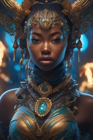 Cute creature blackgirl. terraforming. Miki Asai Macro photography, close-up, hyper detailed, trending on artstation, sharp focus, studio photo, intricate details, highly detailed, by greg rutkowski detailed face, detailed