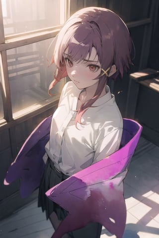 1girl ,oliver and purple,  gradient,  shadow, dramatic lighting 
watercolor   ,Lain Iwakura (Serial Experiments Lain)