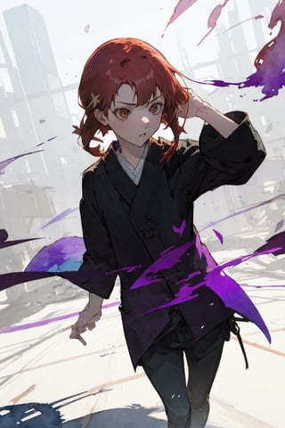 1girl ,oliver and purple,  gradient,  shadow, dramatic lighting 
watercolor   ,Lain Iwakura (Serial Experiments Lain)
