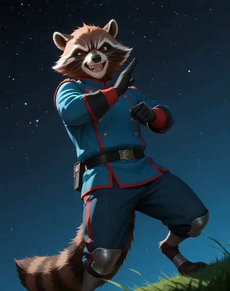Rocket Raccoon Blue Outfit (Marvel Comics) (Illust by user_720431629750874608 on Tensor.Art