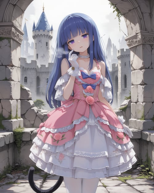 Pink lace tiered dress by luxiaoai on Tensor.Art