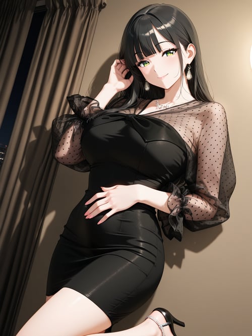 See-through sleeves taut dress by luxiaoai on Tensor.Art