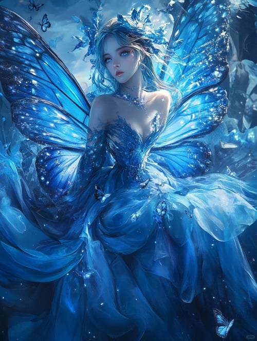 蓝色精灵美女-flux1.0 by ai老头 on Tensor.Art