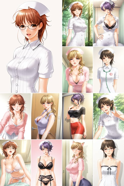 4 in 1,《あなたの知らない看護婦~性的病棟24時~》,佐野俊英/Sano Toshihide by flyx3 on Tensor.Art