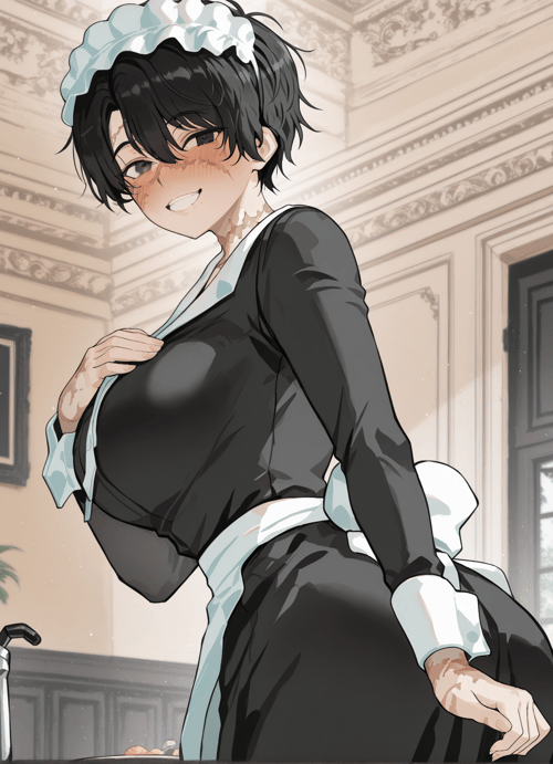 Scarred tomboy maid | Artist: park ongjol (OC) by Min on Tensor.Art