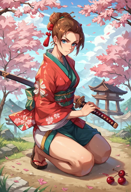 (PonyXL pose) Battoujutsu (ready to draw sword pose) | 居合 · 抜刀 by Akiseki on Tensor.Art
