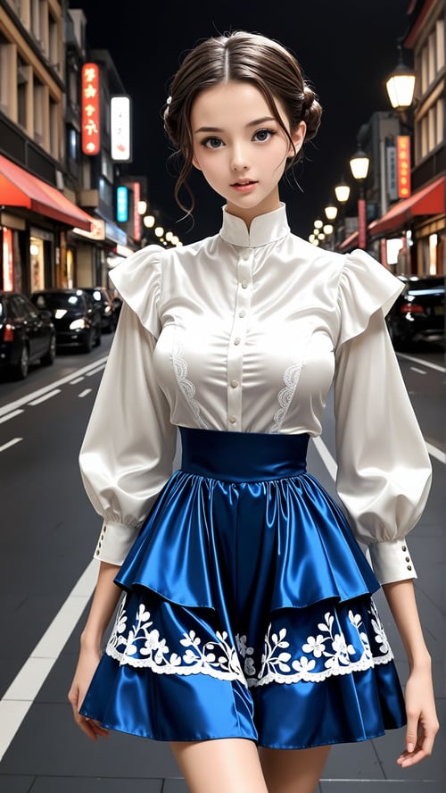 D067 Puffy Sleeve Ruffle Shirt w Layered Skirt-IL by reprinter on Tensor.Art