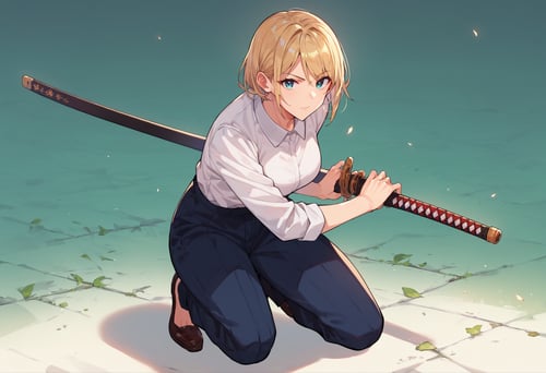 (PonyXL pose) Battoujutsu (ready to draw sword pose) | 居合 · 抜刀 by Akiseki on Tensor.Art