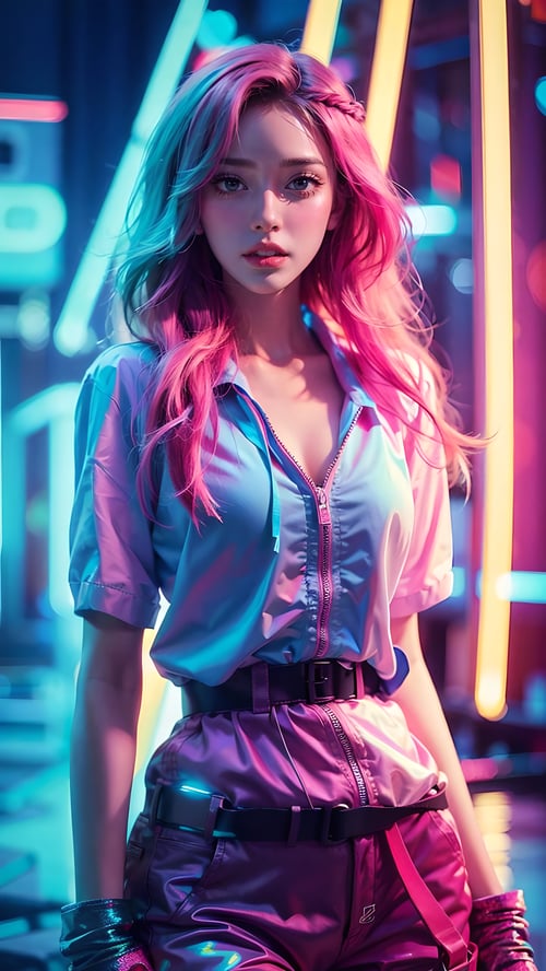 赛博霓虹灯背景美女 by 一念 on Tensor.Art